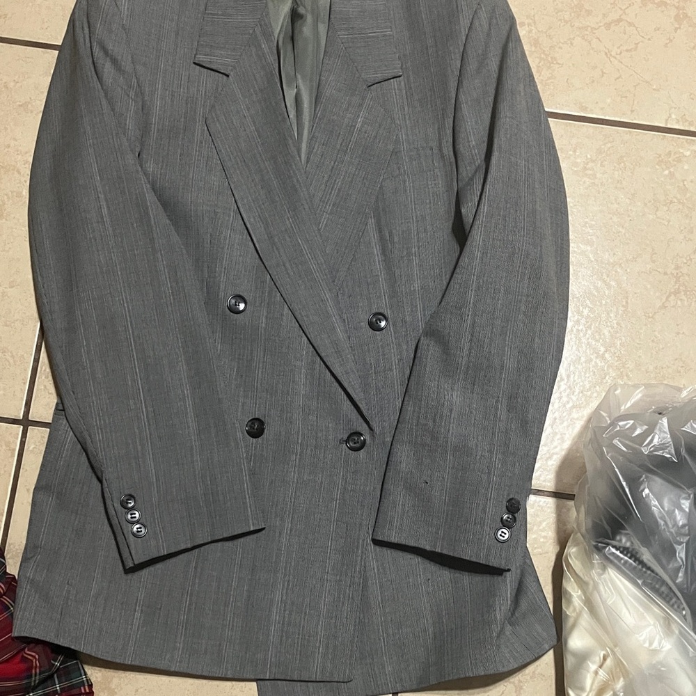 Men's Gray Double-Breasted Blazer